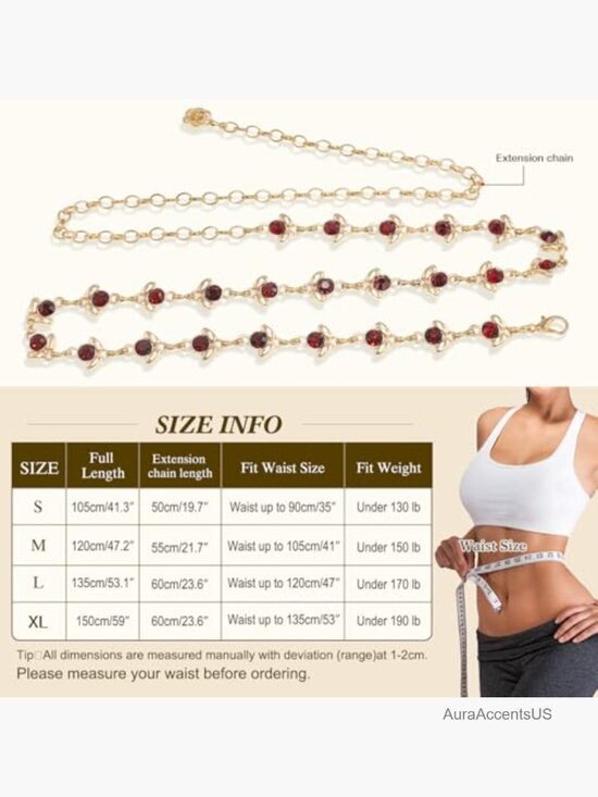 Rhinestone Crystal Waist Chain Belt for Dress Party main image 7